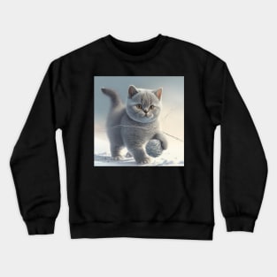 British Shorthair Cat playing with a ball of string Crewneck Sweatshirt